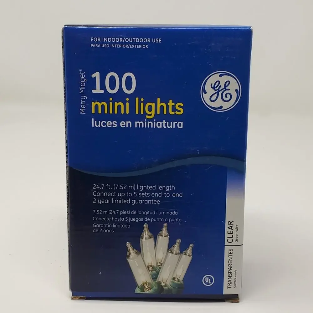 GE Merry Midget 100 Count warm Clear 100 ct string lights christmas Holidays
